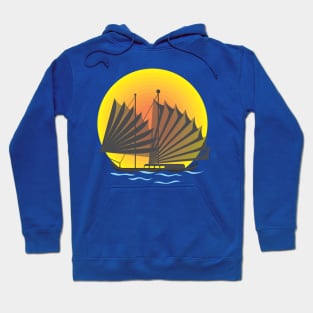 Sailing Boat Under Moon Light Hoodie